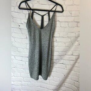 5/$20 Women’s Black Silver Metallic Cut Out Mini Dress Large